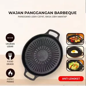 GRILL PAN 32/34CM Wajan Original BBQ untuk 9 orang GRATIS Penjepit Makanan/Wajan Serbaguna Korean Wajan GRILL PAN/Wajan pemanggang Alat Pemanggang besi tahan karat antilengketKeramik Kitchenware