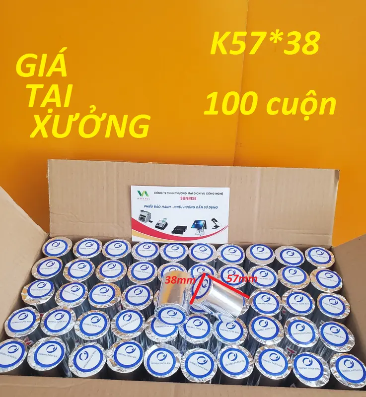 [100 CUỘN K57x38] dành cho MÁY POS CẦM TAY Giấy in bill giấy in hóa đơn- giấy in nhiệt K57 máy in bluetooth 8