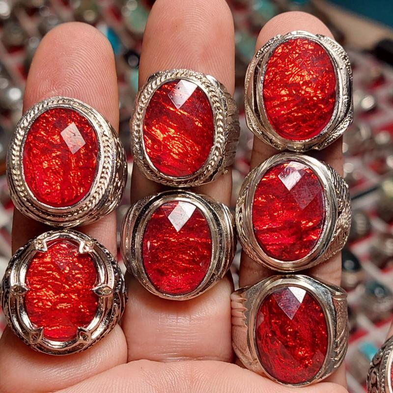 Cincin Wisanggeni Merah RS / R4cun Api Merah /Red Fire opal ring alpaka super Delima