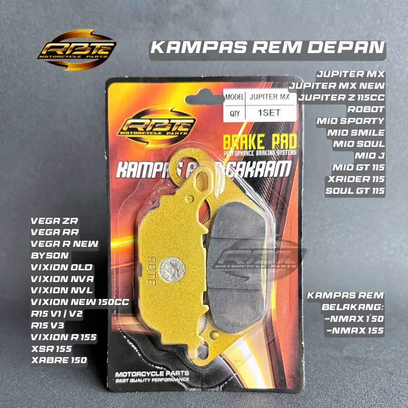 DISCPAD KAMPAS REM DEPAN JUPITER MX 135 VEGA ZR RR JUPITER Z 115 ROBOT VIXION NEW BYSON R15 V2 V3 XABRE XSR 155 MIO SPORTY SMILE J SOUL KARBU FINO 115 XEON RC XRIDE 115