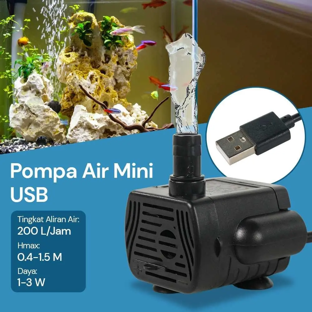 Pompa Air Mini USB Brushless Submersible Aquarium 9V - 1020