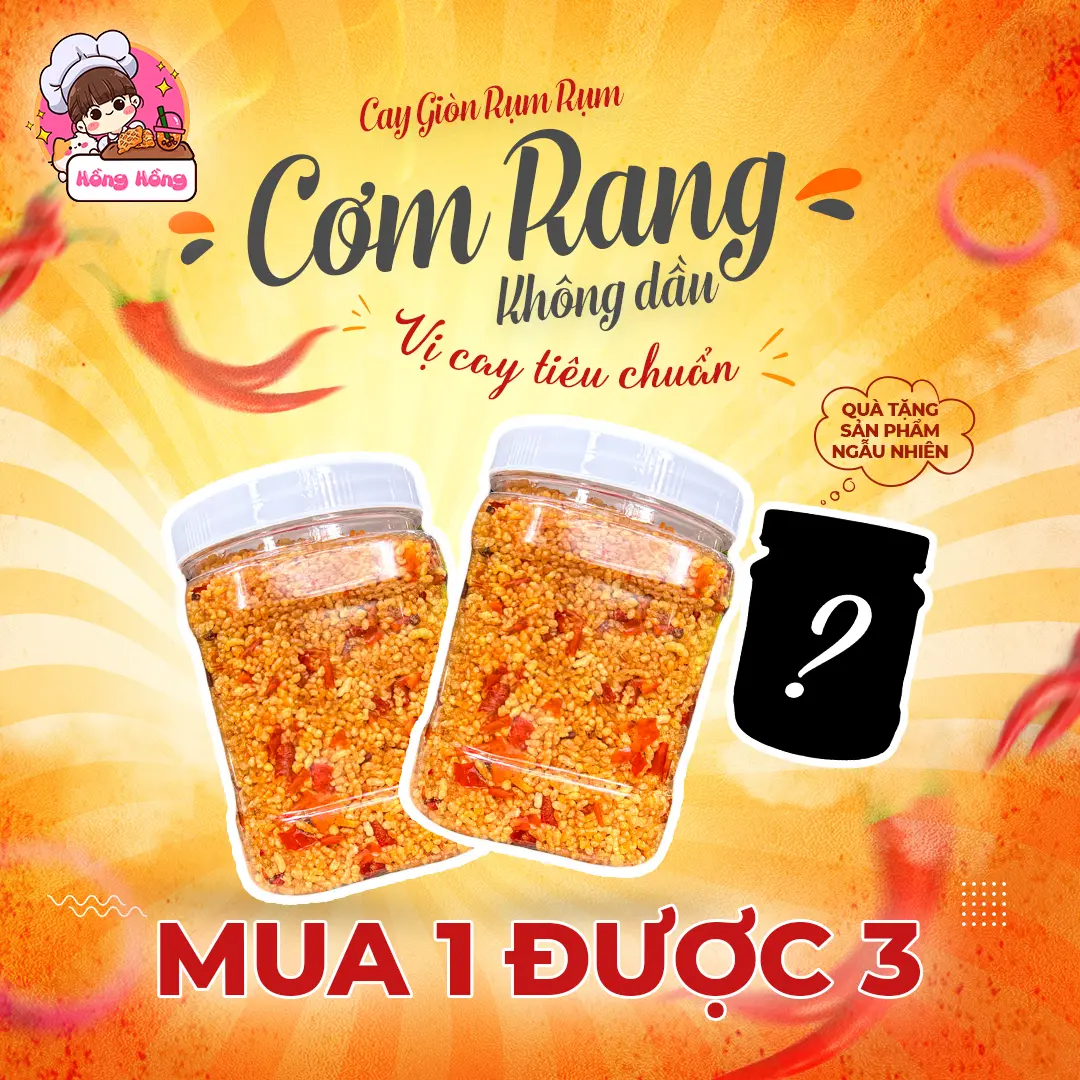 [Vị Cay Vừa] 1Kg Cơm Rang Không Dầu Mắm Ớt - 2 Hũ 500gr TẶNG Hũ Nhỏ Sản Phẩm Ngẫu Nhiên Của Shop