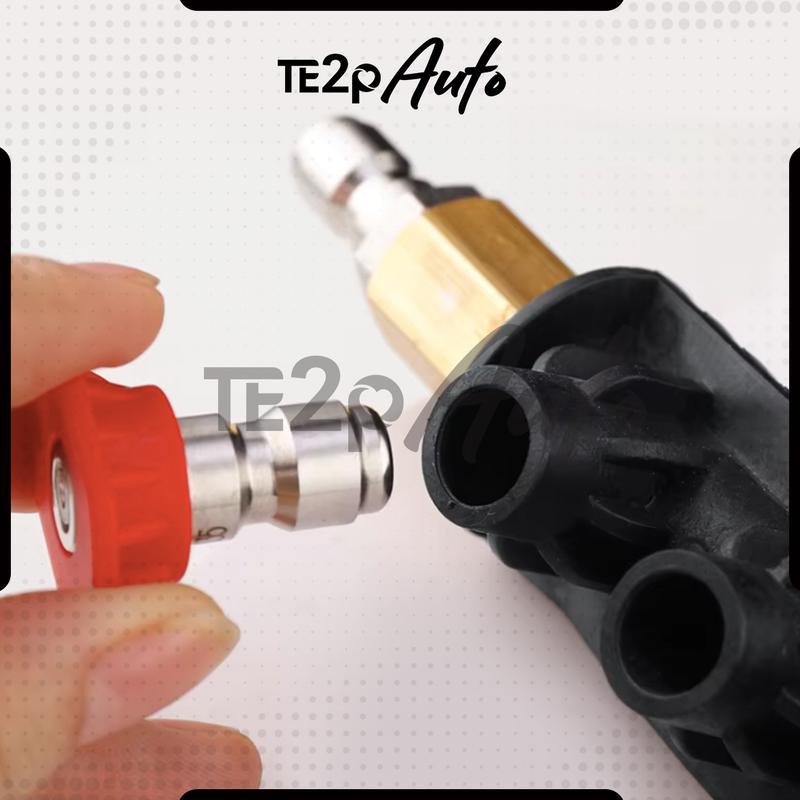 Te2p Auto Kepala Semprotan 1/4" Quick Release Adaptor 1Set Extension Wand Stick + Nozzle Tip 5Pcs Adaptor Kepala Semprotan Tembakan Gun Mesin Jet Cleaner High Pressure Wasser Steam Mesin Tenakanan Tinggi Quick Release Nozzle Sprayer Adaptor Stick Stik Rod 6