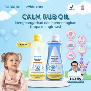 Bebiotic Baby Calm Rub Oil 100ml - Minyak Telon Bayi dengan Lavender, Peppermint, Ginger, Chamomile & Almond Oil, Cocok untuk Kulit Sensitif