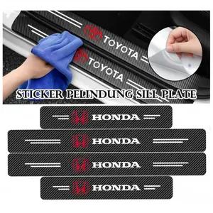 [ BISA COD ] Full set (4 Pcs) Car Carbon Fiber Treshold strip Protector - Stiker karbon mobil pinjakan di bawah pelindung pintu mobil