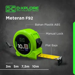 [PROMO RAMADHAN HEMAT] Meteran Manual Lock Anti Mleyot Anti Karat  Tipe F92 Ukuran 3m 5m 7,5m 10m D-Xplore