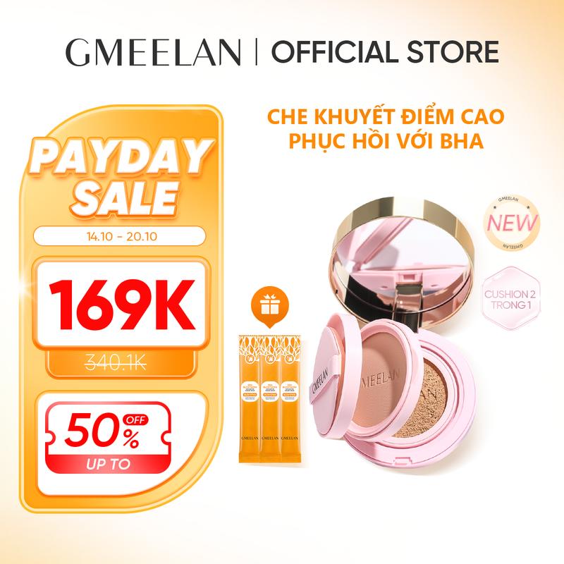 【Video-ONLY 【Hàng mới GMEELAN CUSHION BLACK TRUFFLE BHA HIGH COVER 2-IN-1 PINK CUSHION Che khuyết điểm cao,Lâu trôi ,Kiềm dầu dưỡng da Son Kem Lười