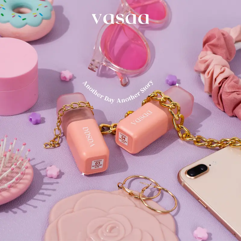 [Clearance Sale ED 2026] Vasaa Liptint Glossy Stain 3g Lip Stain Soft Stay Glassy Finish Lip Tint Ringan Tahan Lama Untuk Bibir Kering Girl Peach 6