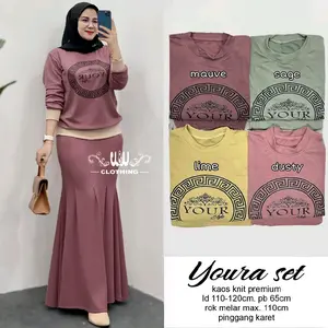 [Ready Stock] YOURA Setelan Rok Duyung Wanita Setelan Kaos dan Mermaid Skirt Model Terbaru Setelan Rok Wanita Kekinian