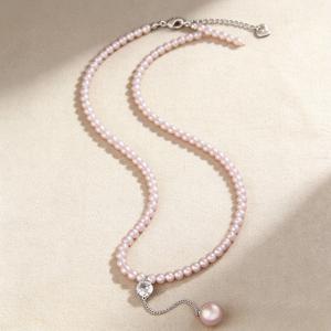 Delicate Pink Pearl Clavicle Chain | Hypoallergenic for Bridal & Everyday Wear