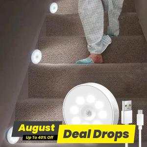 Motion-sensor Night Light, 3/6 Counts 8-LED 3 Modes Night Light, Durable USB Rechargeable Sticky Magnetic Night Light for Cabinet, Cabinet, Stair, Lights Bedroom, Lighting, Home, Ambient Night Lights, USB Charging Lamp, Modern Night Lights