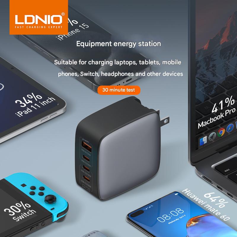 100W GaN Super fast charging set for iPhone Android, 3 Type C port, 1 USB A with EU/UK/US Plug Adapter