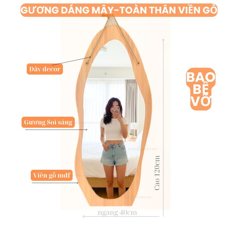  Gương toàn thân treo tường 40x120cm gương toàn thân mây viền gỗ Gương Mây Viền Gỗ Decor phòng chill - Giải pháp Vàng cho căn phòng nhỏ! 