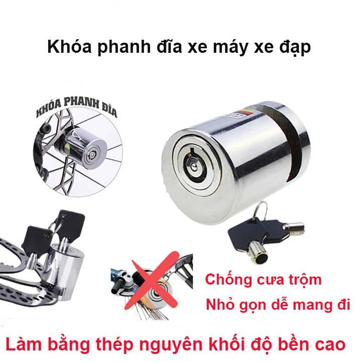 Khóa phanh đĩa xe máy chống trộm, khoá phanh đĩa chất liệu thép nguyên khối cho moto, xe máy, xe đạp