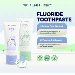 KLAR Kids Flouride Toothpaste | Pasta Gigi Premium Bayi & Anak Untuk Sikat Gigi, Merawat Enamel Gigi & Mencegah Gigi Berlubang [50gr]