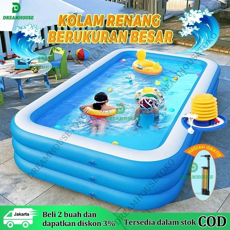 【Penawaran Khusus】kolam renang anak jumbo petak karet bahan tebal 3M kolamrenang anak besar murah Inflatable Swimming Pool For Kids ukuranbesar tinggi /balon renang anak/mainan kolam renang anak balon renang anak kolam karet/1.5M/1.8M/2M/3M