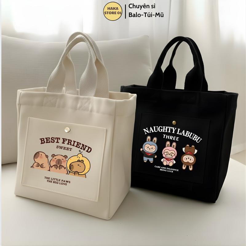  Túi đựng hộp cơm vải canvas dày dặn có khoá kéo tiện lợi HAKA STORE túi mini đa năng đựng mỹ phẩm đựng tã bỉm đựng đồ đa năng màu sắc đa dạng chất liệu vải canvas có khóa kéo Bag Nữ 