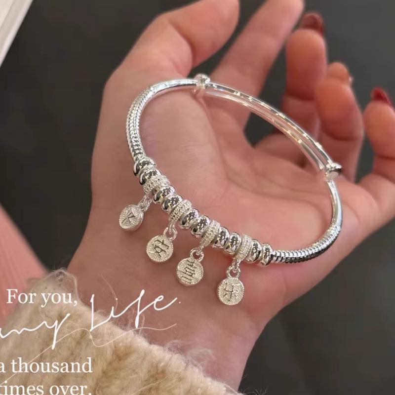  WF01 - SZ113 - Vòng tay bình an hỷ lạc may mắn thiết kế dạng khối đặc lấp lánh nhẹ nhàng 