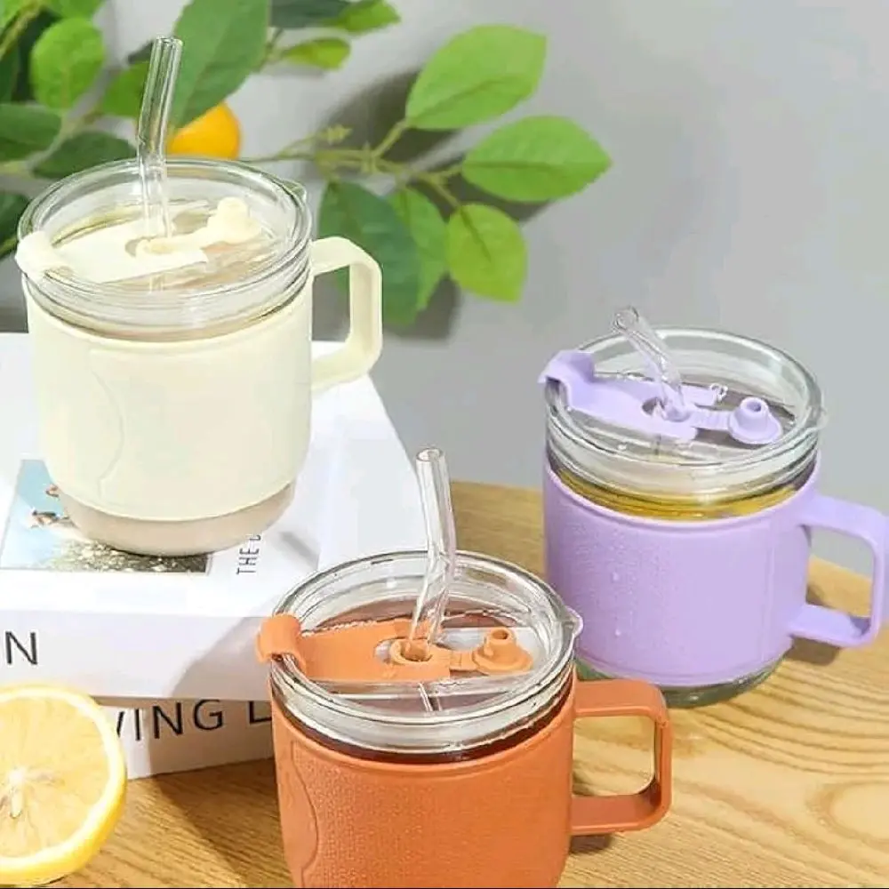 B ( B46 ) GELAS AESTHETIC SIMPLE WARNA DENGAN GANGGANG FREE SEDOTAN + KEMASAN BOX