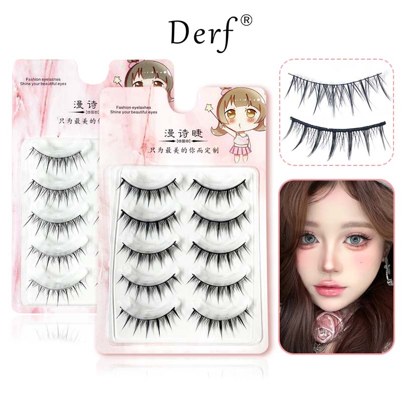 FEPO ขนตาปลอม เซ็ต 5 คู่ 3 มิติ ดูเป็นธรรมชาติสุดๆ สีดำ ใช้ซ้ำได้หลายครั้ง