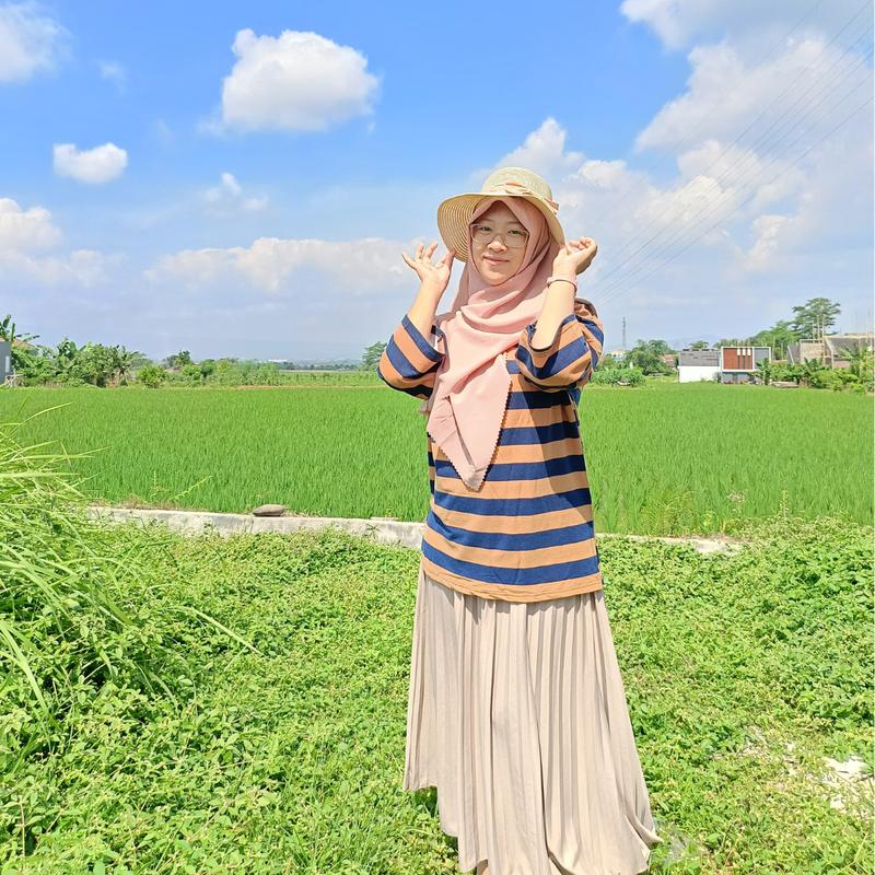 Kaos Wanita Stripe Panjang Lengan Panjang Oversize LD 120cm Miniterry 4