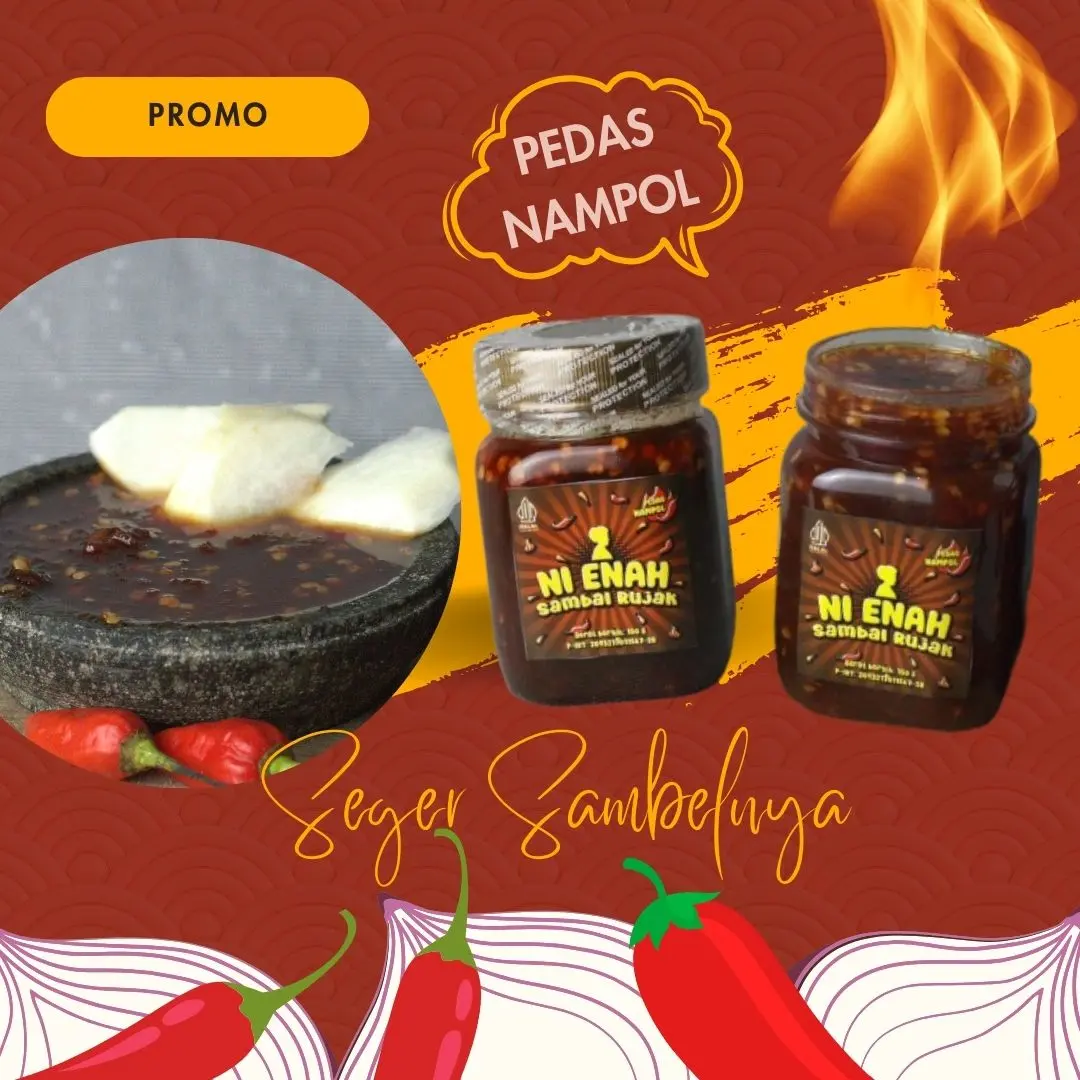 Sambal Rujak Ni Enah 150 gram pedas nampol Food Makanan halal SPP-IRT Cumi Toples instan bumbu uleg