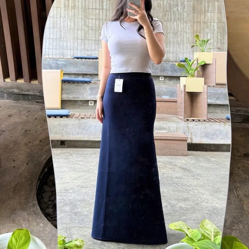 Dimiso - Belle Flare Skirt - Rok Flare Maxi Wanita - Mermaid Maxi Skirt Rok Panjang Wanita - Korean Loose Maxi Skirt Rok Wanita Anti Kusut - Rok Basic Polos 3