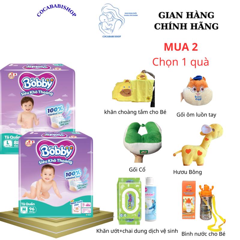  COMBO 2 GÓI KÈM QUÀ  Bỉm tã Bobby Ultra cho bé Size M96-L88-XL74-XXL68 CocaBabi Shop 