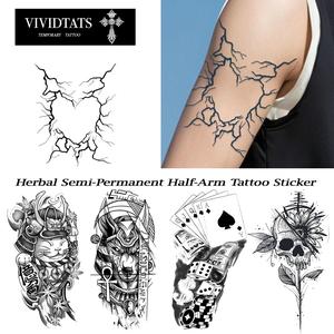 Herbal Semi-Permanent Half-Arm Tattoo Sticker ，Herbal Tattoo Stickers Waterproof Trendy Cool Non-Removable New Traditional Large Pattern Arm Leg Long-lasting Stickers broken  chain  tattoo  sticker