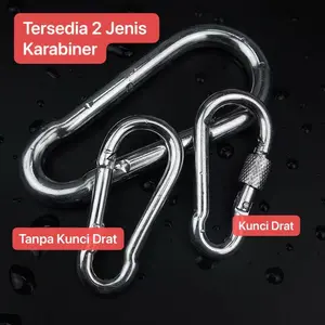 Carabiner Hook Screw Lock Hammock Mountaineering Karabiner Nut Snap Hook Stainless Steel Pengait