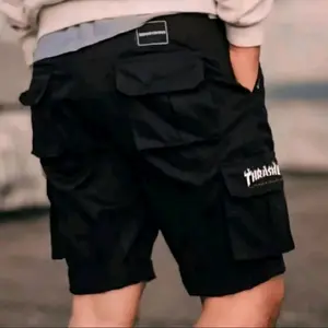 CARGO PANTS Distro Bordir Thrasher Model Pinggang Reff Style Holigan Celana Hitam Tebal