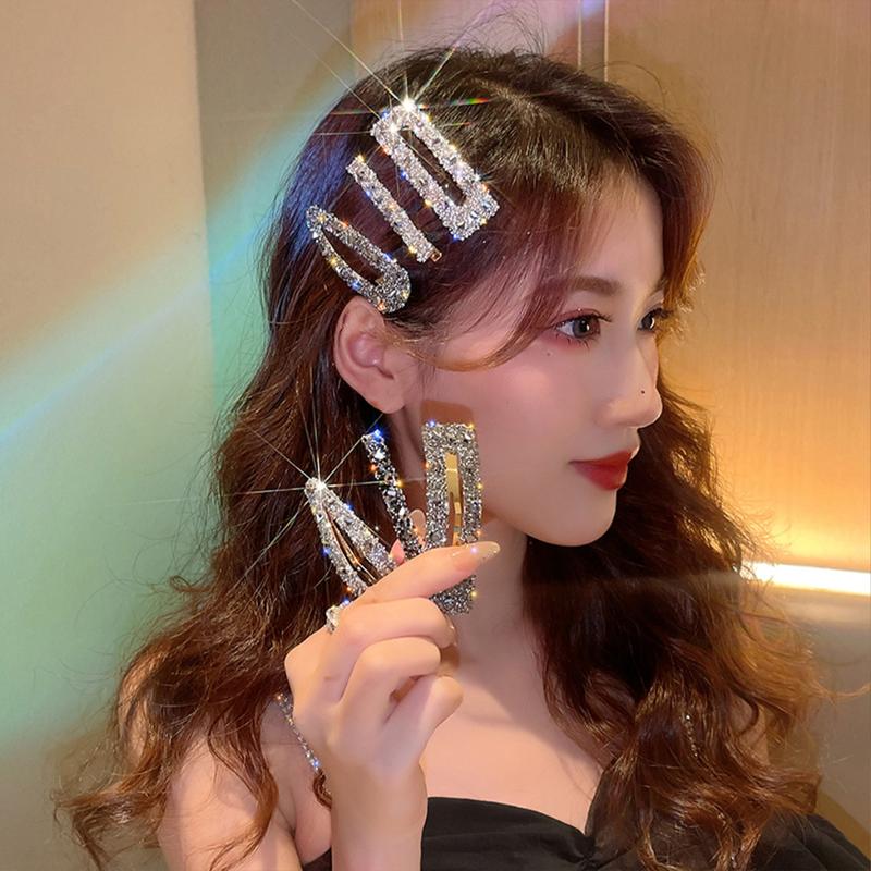 Bộ Kẹp Tóc Kim Loại Sang Trọng, Kim Cương Giả, Kẹp Tóc Họa Tiết Ghim Cài Tóc, Phụ Kiện Thời Trang