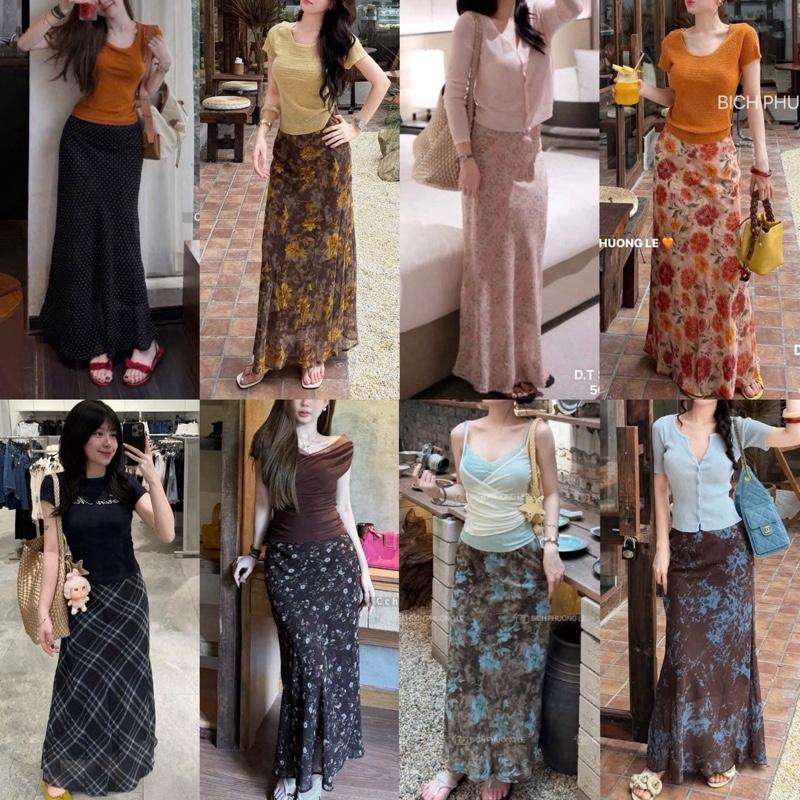 5083 Hàng Quảng Châu - Chân Váy Maxi Hoa Dáng Dài Chữ A Xòe Nhẹ Phong Cách Hàn Quốc Voan Mềm Nhẹ Dễ Phối Áo Thiết Kế Thướt Tha Nữ Tính