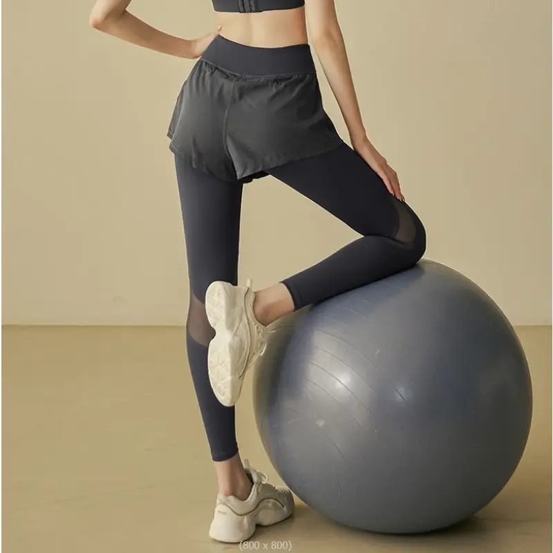 Celana Olahraga Wanita 2 In 1 High Waist Polos, Legging + Inner Celana untuk Gym, Bersepeda, dan Yoga. Bahan Cepat Kering, Nyaman dan Stylish untuk Aktivitas Olahraga Anda! Outdoor Pakaian Sport 2