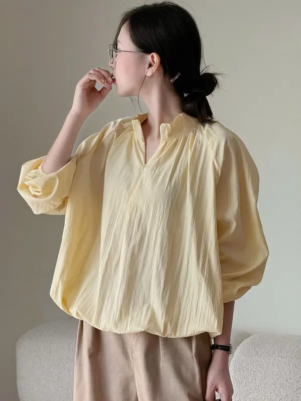 Áo sơ mi khoá cổ trụ chất gió Miho House | BigBuy360 - bigbuy360.vn Áo sơ mi khoá cổ trụ chất gió Miho House | BigBuy360 - bigbuy360.vn
