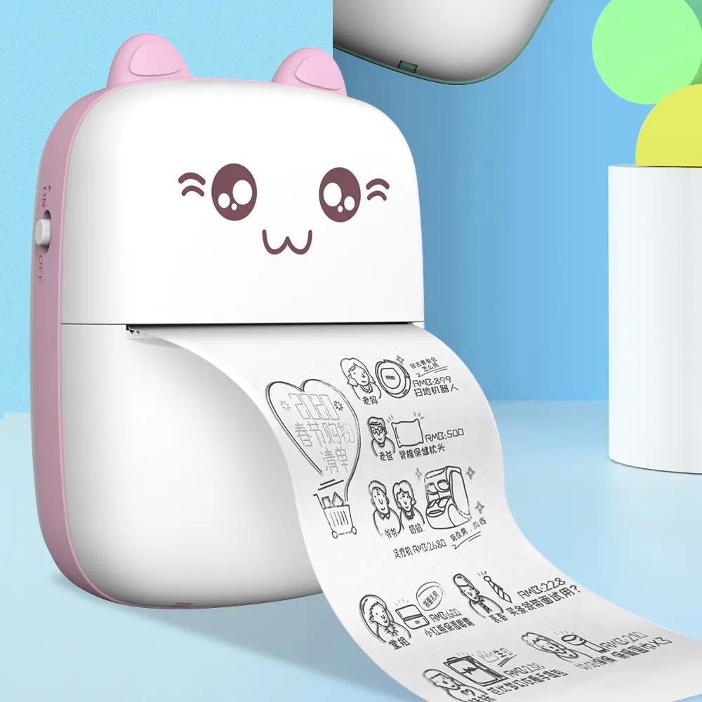 Meow Mini Label Printer Thermal Portable Printers Stickers Paper Inkless Wireless Impresora Portátil 200dpi Android IOS 57mm