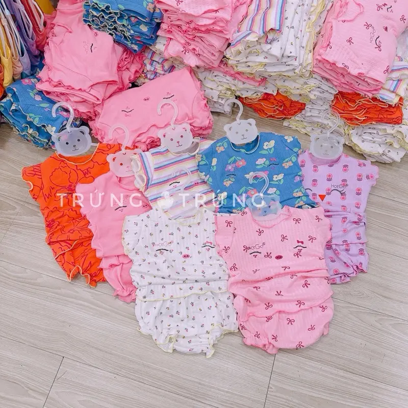 (Trứng 4-11kg) Bộ đồ mặc nhà cánh tiên nhiều màu vải cotton cho bé