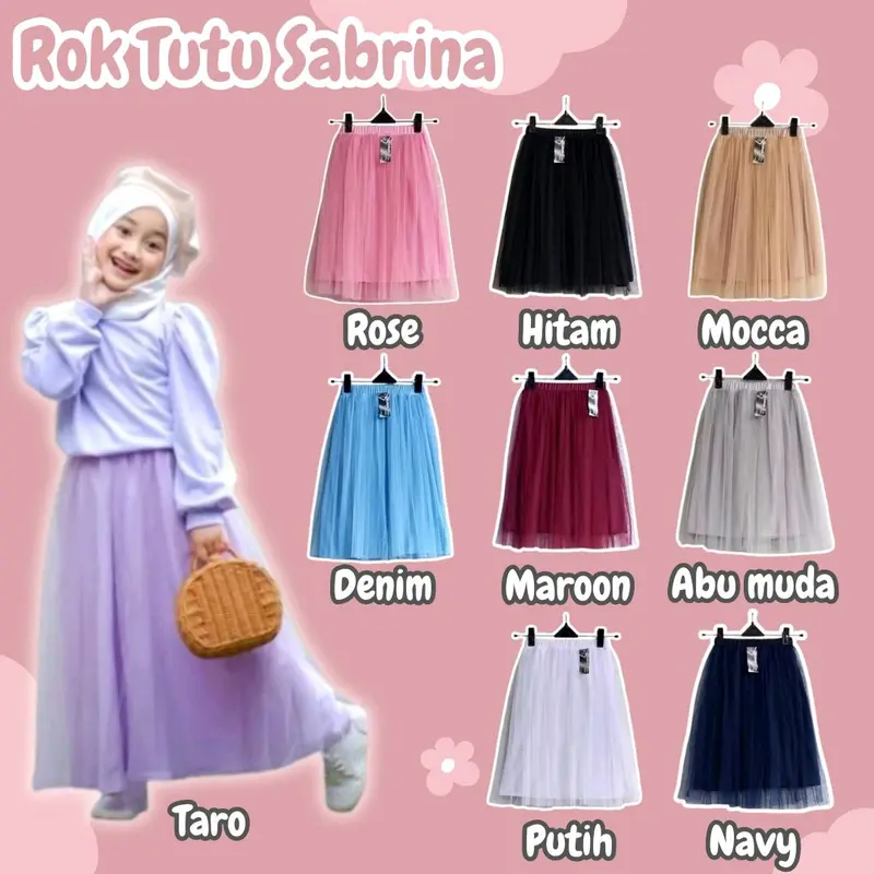 Hananque - Sabrina Rok Tutu Anak Cinderella Usia 4-13 Tahun Bridesmaid Rok Kondangan Fashion 0