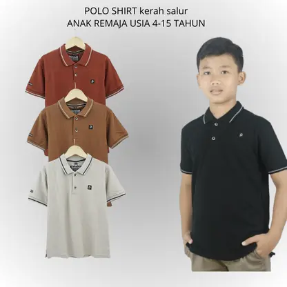 COVLEOS | kaos polo shirt anak kerah salur lengan pendek usia 4-15 tahun bahan lacos cvc 24s