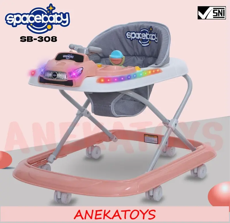 Baby Walker Bayi Spacebaby SB308 Mainan Stir Mobil Body Berlampu n Musik 2
