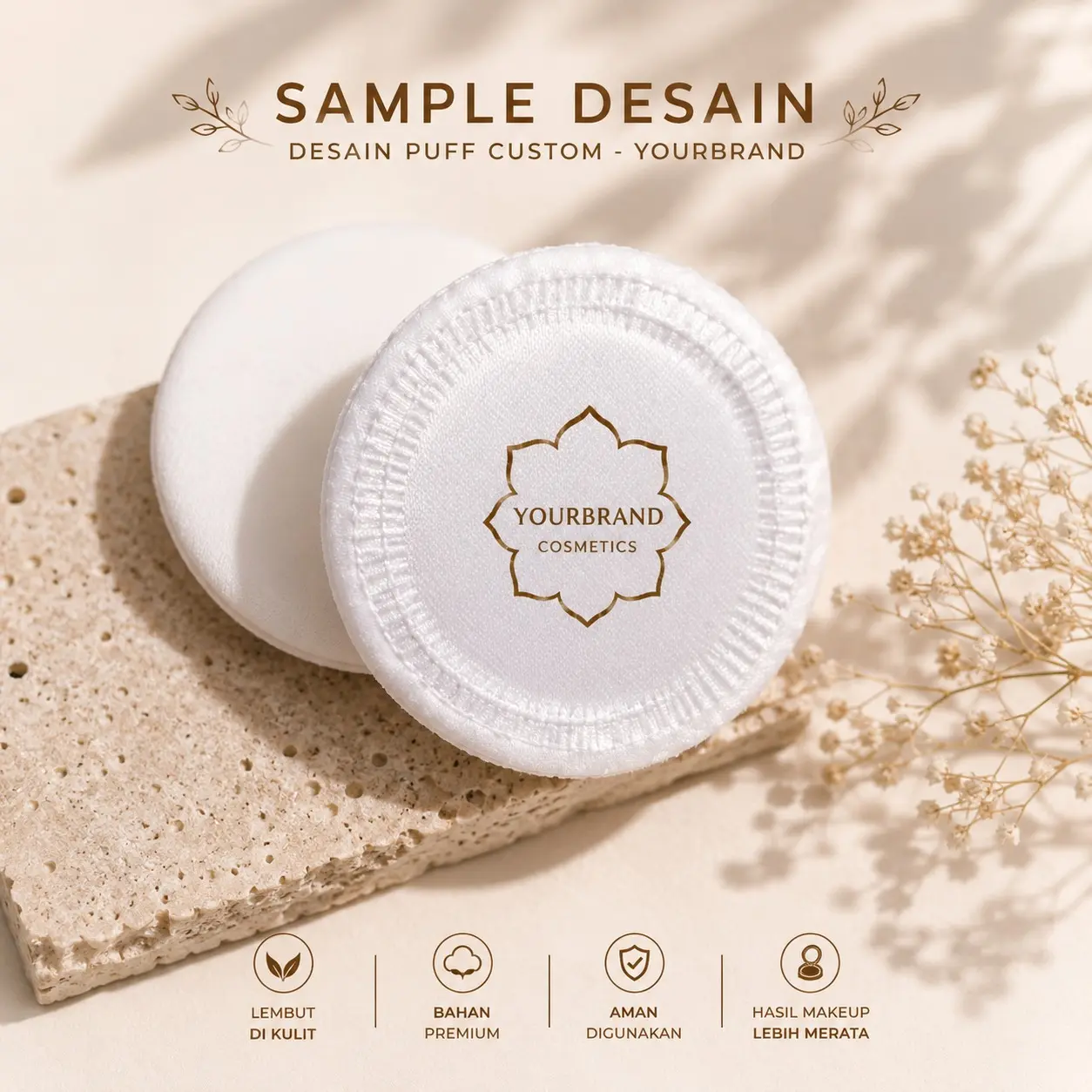 CUSTOM - Puff Makeup Custom Your Brand Sample Desain Makeup Puff Custom Logo – Puff Bedak Wajah Premium Bisa Custom Nama & Logo Brand, Spons Bedak Lembut untuk Makeup, Custom Branding Kosmetik, Hampers & Merchandise, Lembut di Kulit Aman & Higienis