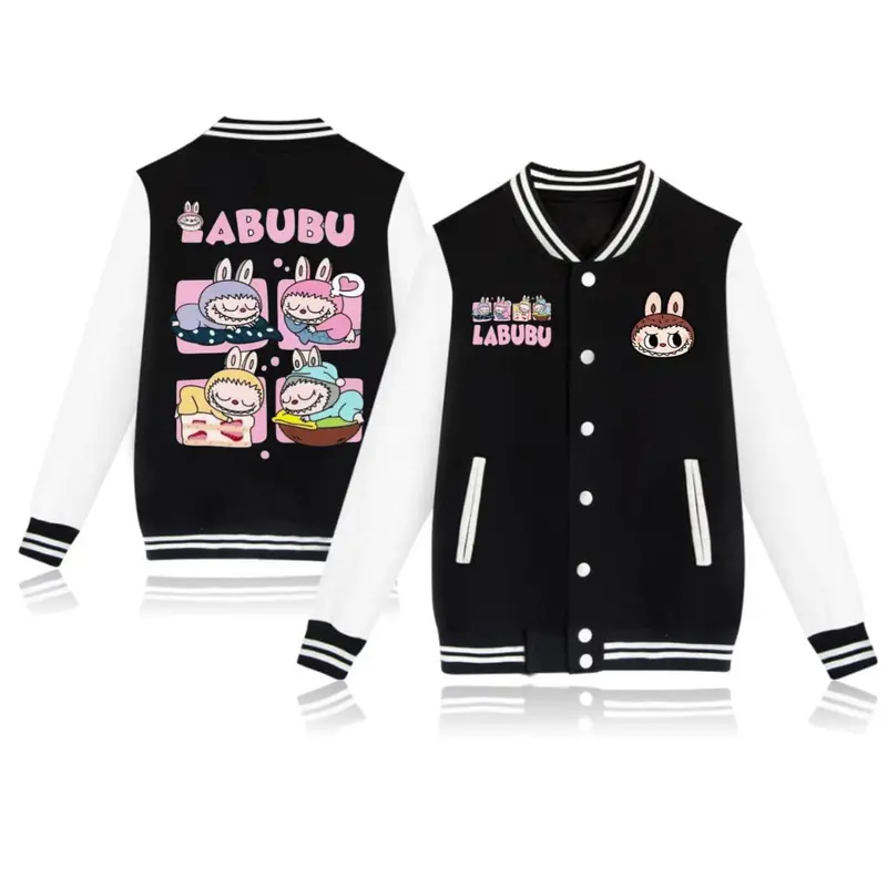 Jaket Varsity Labubu Sleeping 1234 Anak usia 5-10 Tahun Pria Wanita Unisex anak kekinian Fashion 3