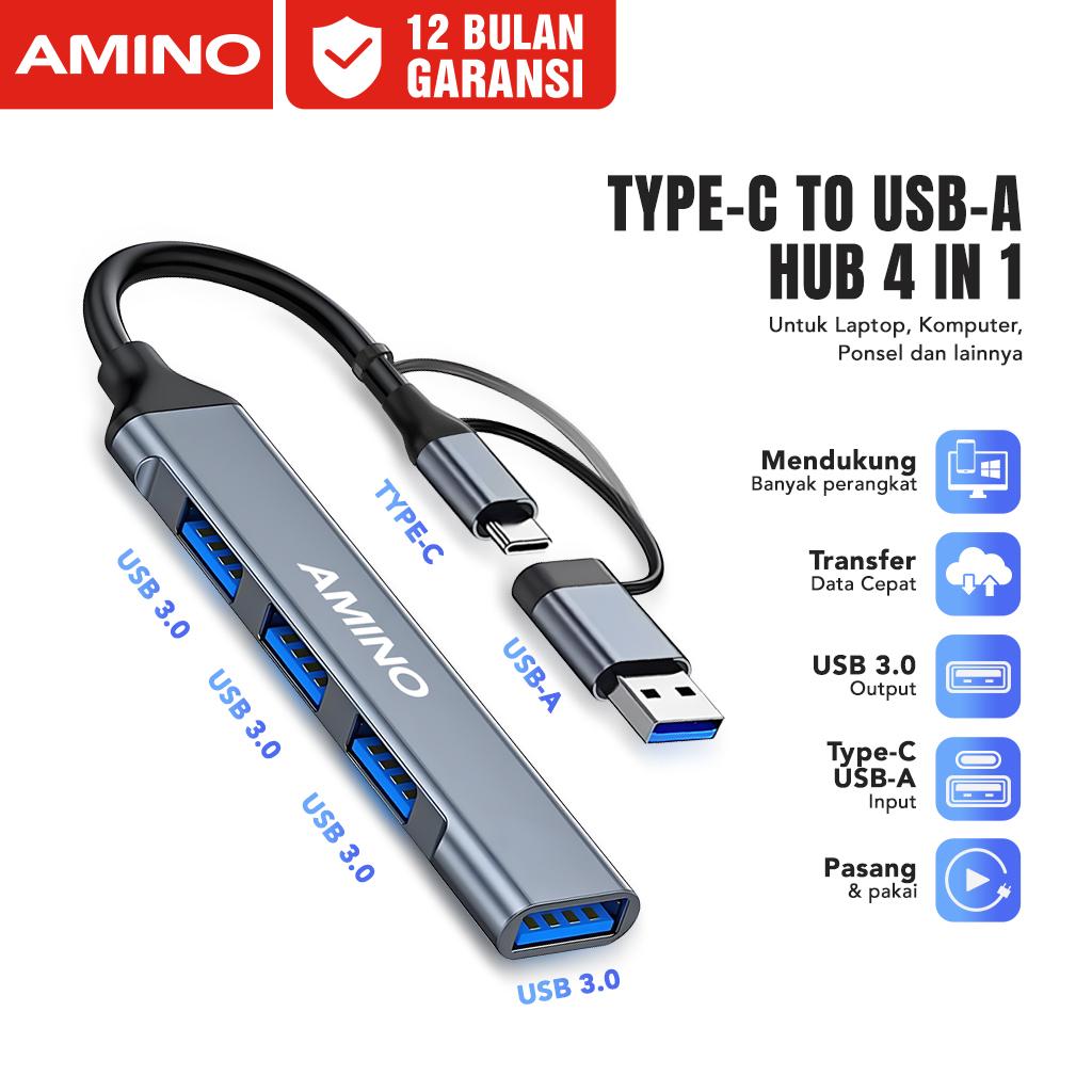 AMINO USB Hub Type-C to USB-A 4 Port USB 3.0 untuk Laptop PC Macbook AMINO USB Hub Type-C to USB-A 4 Port USB 3.0 untuk Laptop PC Macbook