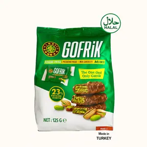 GOFRIK MINI PREMIUM MILK CHOCOLATE WITH PISTACHIO 125G cokelat turki dengan kacang pistachio. isinya (10)   Snack Food Coklat / EXP 16.01.2026