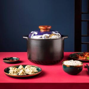 Chinese Style Ceramic Casserole with Lid, Heat Resistant Stockpot with Handle, Kitchen Cookware for Soup, Porridge, Clay Pot Rice, Hot Pot & Slow Cooking
