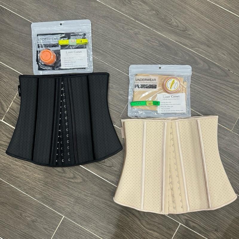 mã5(kèm áo liner+thước đo)  Đai Nịt Bụng - Latex 25 xương cao su non thông hơi hai màu Da và Đen