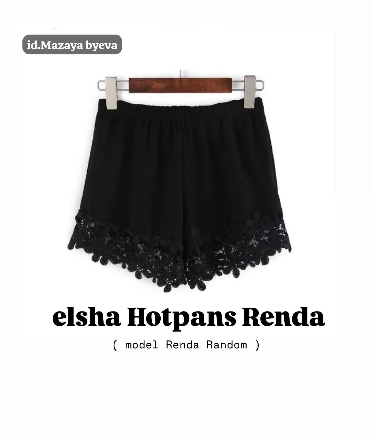 elsha hotpants renda hitam celana pendek tidur wanita highwaist
