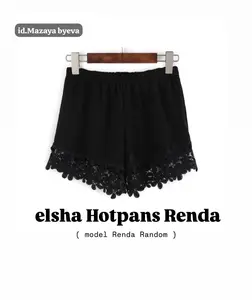 elsha hotpants renda hitam celana pendek tidur wanita highwaist