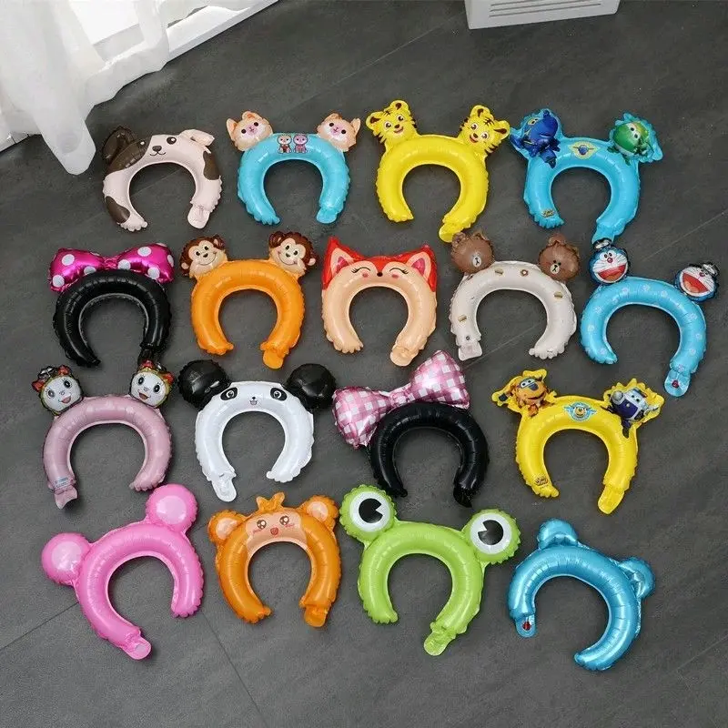 Balon bando kepala anak ulang tahun 1 pcs bando mahkota plastik ultah balon foil unicorn