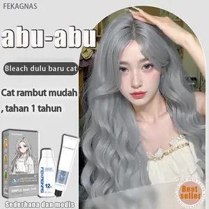 【bahan herbal cat aman】cat rambut Abu-abu*200ML Bleaching dulu baru warnain.kulit tampak lebih cerah(hair color,cat pewarna rambut,bleaching rambut,cat rambut ash grey,cat rambut coklat,cat rambut milk tea brown,hair dye,bremod milk tea ash)